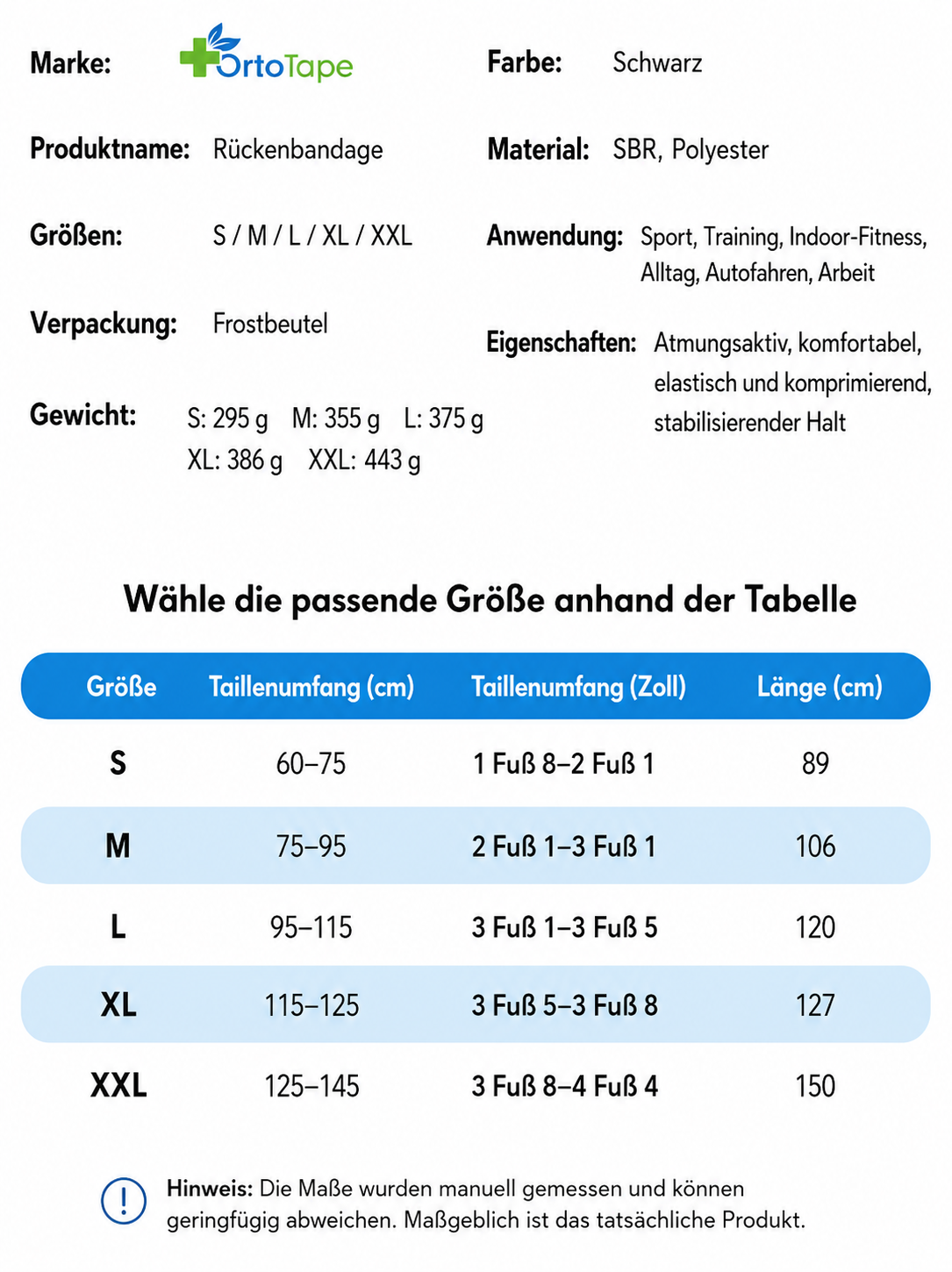 Sport-Rückenbandage mit Kompression – Atmungsaktiver elastischer Taillengürtel für Fitness, Laufen & Training